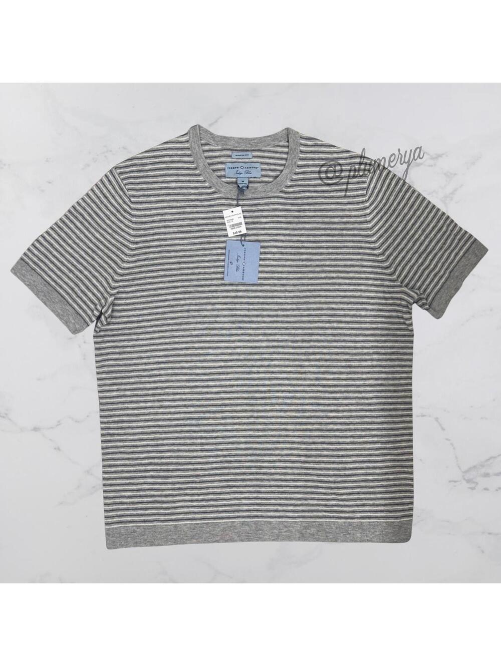 Joseph Abboud Indigo Blue Modern Fit Men’s 100% Cotton Striped T-Shirt Size M